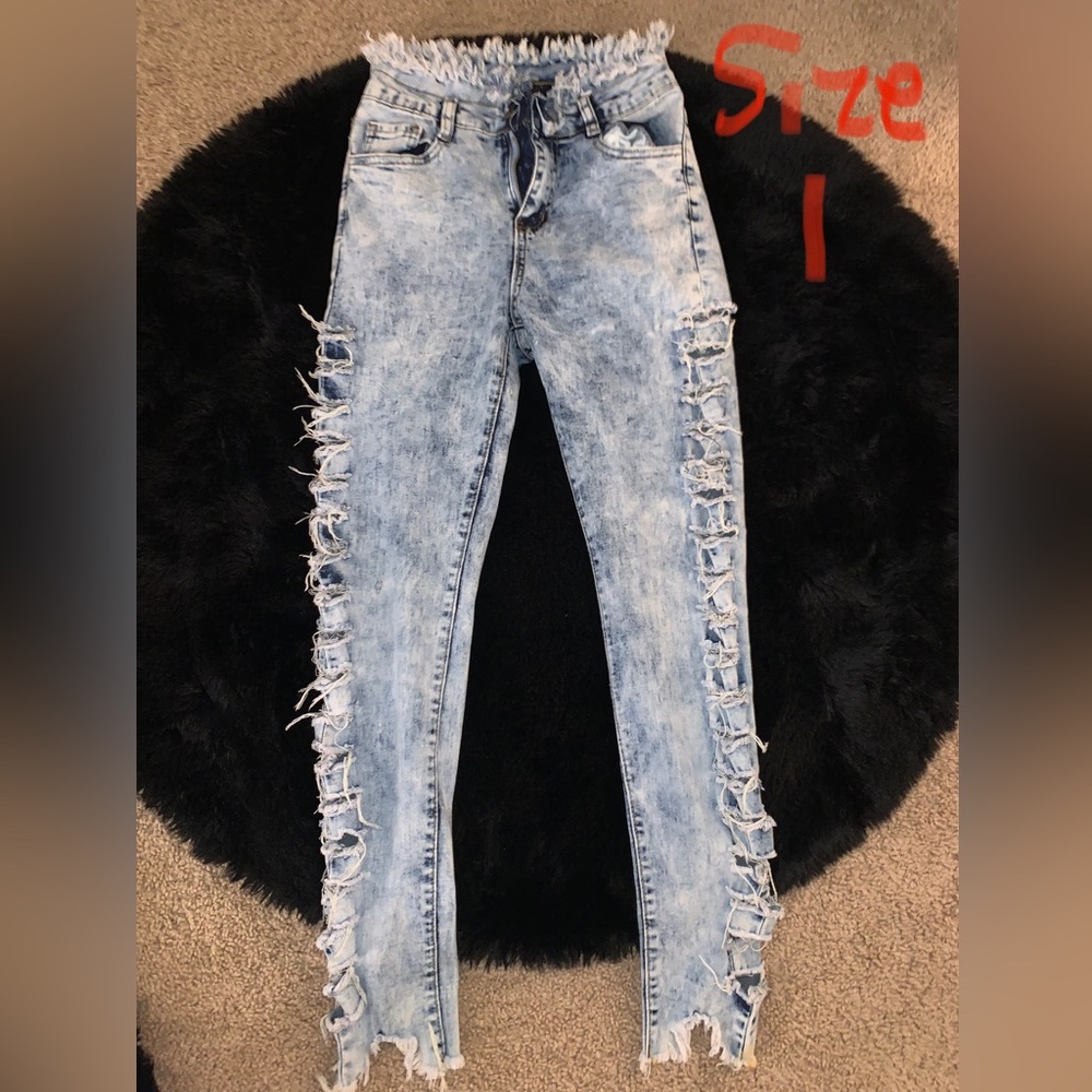 Stone washed jeans.